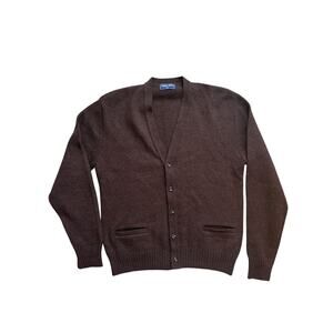 Vintage Robert Bruce Cardigan XL Chocolate Brown 100% Wool Made in USA Men's